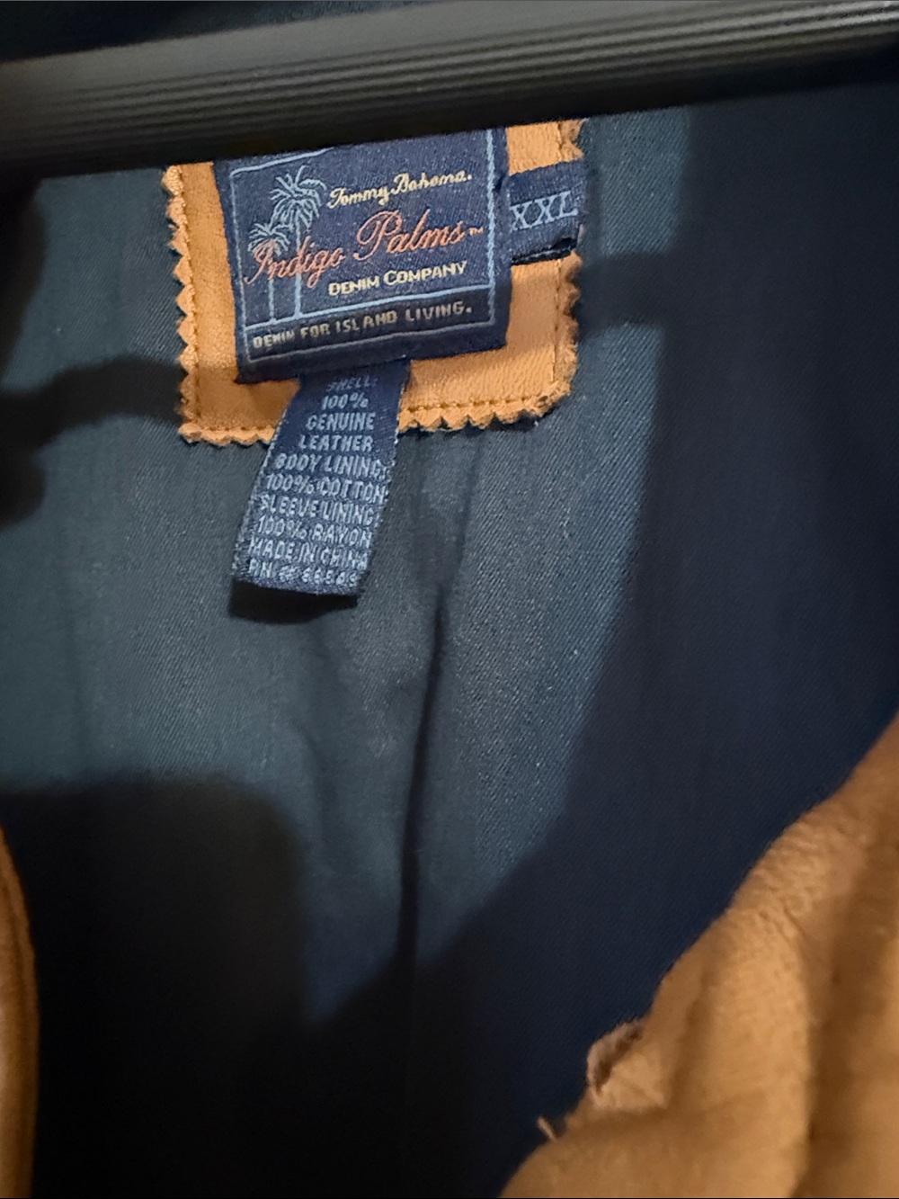 Tommy Bahama Caramel Leather Trench Coat - Picture 2 of 4